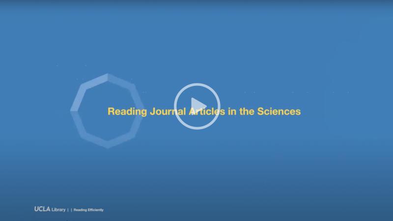 Reading Journal Articles in the Sciences